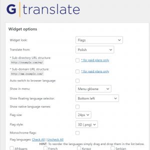 tłumaczenie strony na wordpressie wtyczką GTranslate