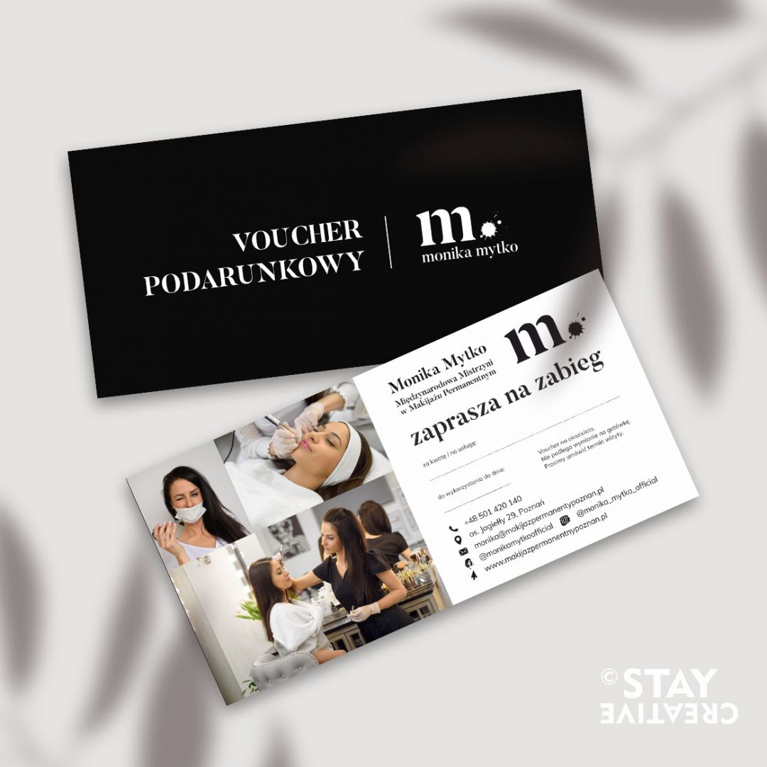 Voucher prezentowy dla salonu kosmetycznego Monika Mytko by Stay Creative